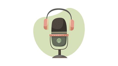 Animation Of Microphone And Headphones For Podcast Audio Blog