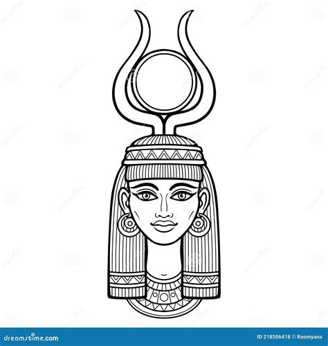 Animation Portrait Of Beautiful Egyptian Woman In Ancient Hairstyle