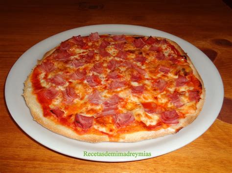 RECETAS DE MI MADRE Y MIAS Pizza de jamón york y queso