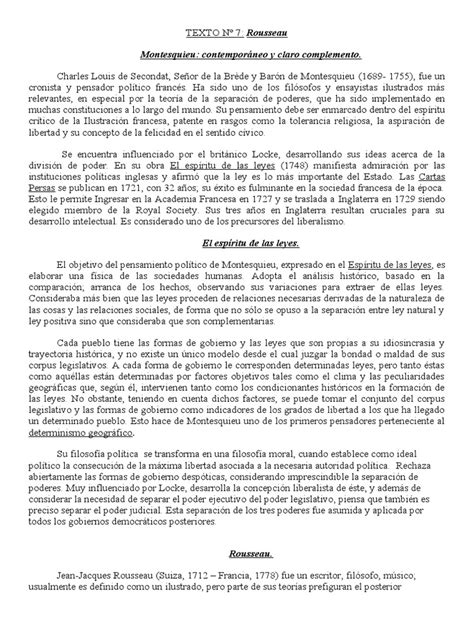 Montesquieu Y Rousseau Teorías Políticas Pdf Montesquieu Jean