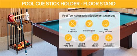 Amazon EXTCCT Billiards Pool Stick Holder Floor Stand Pool Cue