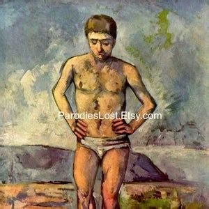 Semi Nude Man Swimming Bathing Nudity Paul Cezanne Print Naked Male Gay