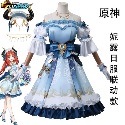 Game Genshin Impact Nilou Cosplay Costume Red Wig Dress Uniform