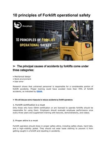 Principles Of Forklift Operational Safety By Sharpeagle Technology