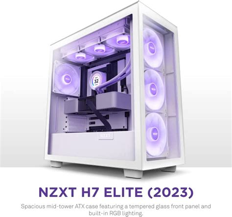 Nzxt H7 Elite Premium Mid Tower Case Matte White Cm H71ew 02