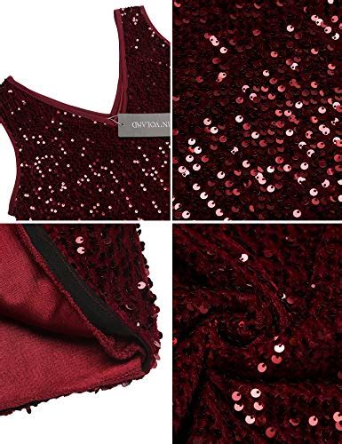 Involand Womens Sequin Dress Plus Size Sexy V Neck Party Cocktail