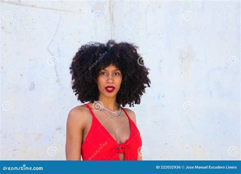 Beautiful Afro American Woman Playing With Soap Bubbles The Woman Is