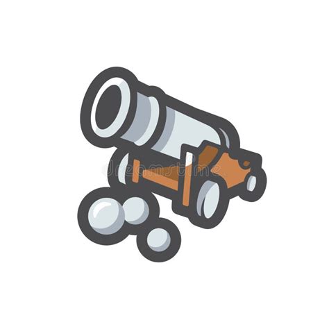 Cannon And Cores Vector Icon Cartoon Illustration Stock Vector