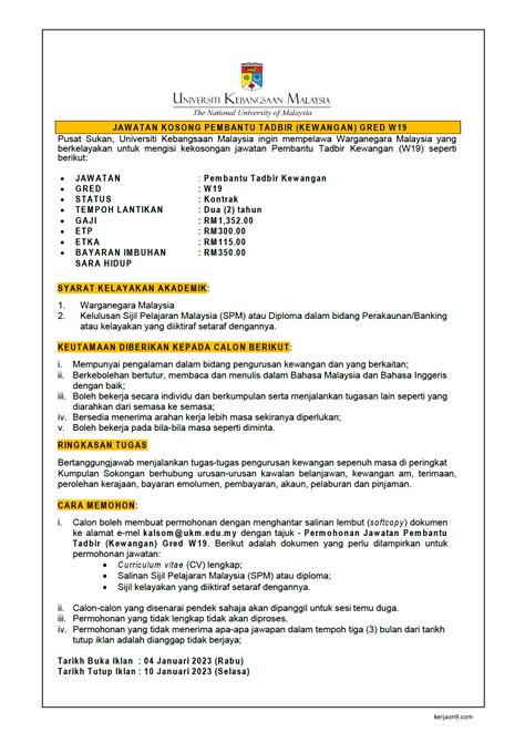 Iklan Jawatan Universiti Kebangsaan Malaysia UKM Jobs Hub