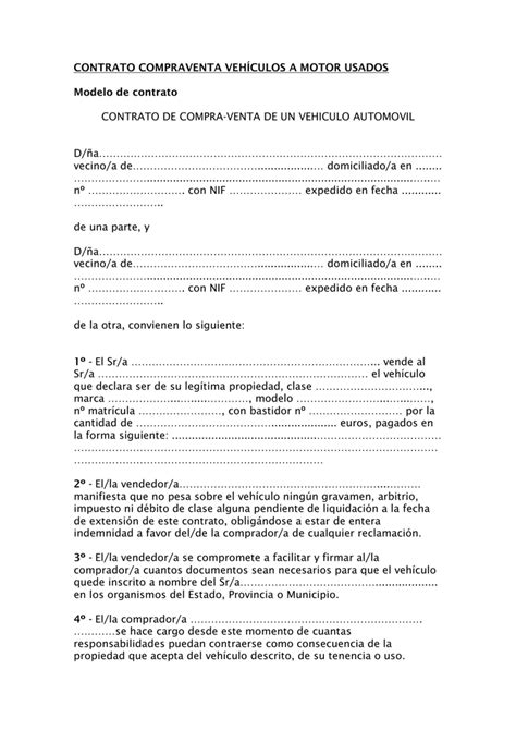 Contrato De Compraventa De Vehiculo Ejemplos Y Formatos Word Y Pdf Images