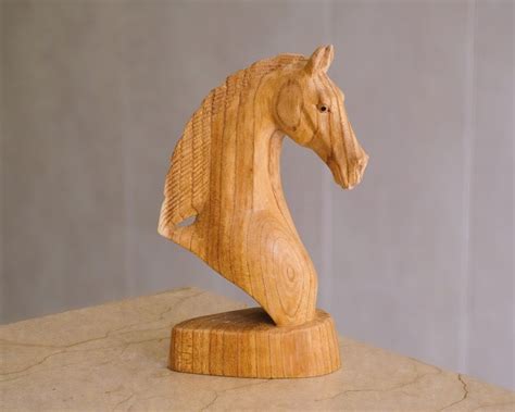 Sculpture T Te De Cheval Statue En Bois Sculpt La Main Etsy