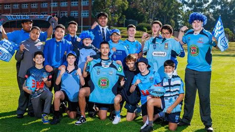 Patrician Brothers School at Blacktown supporting former students Stephen Crichton, Jarome Luai ...