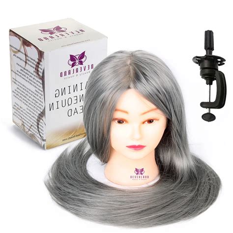 Grey Hair Hairdressing Training Head 28 100 Gray Matt Synthetic Hair