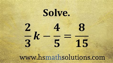 Solving A Two Step Equation With Fractions Example Youtube