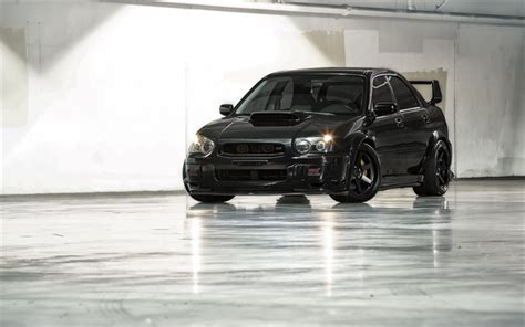 Download Wallpapers Subaru Impreza Wrx Sti Black Impreza Front View Tuning Impreza Exterior