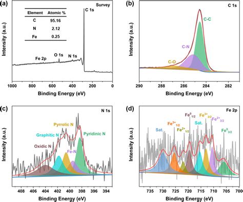 XPS Spectra Of The FeN MWCNTs Catalyst A XPS Survey Spectrum The