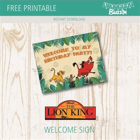 Free Printable Lion King Welcome Sign Birthday Buzzin