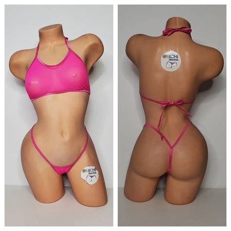 Hot Pink Mesh Very Sheer W Hot Pink Trim Halter Top Y Back Etsy