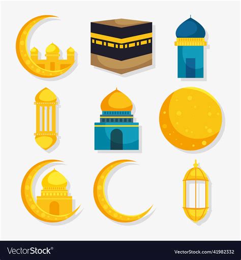 Isra miraj icon collection Royalty Free Vector Image