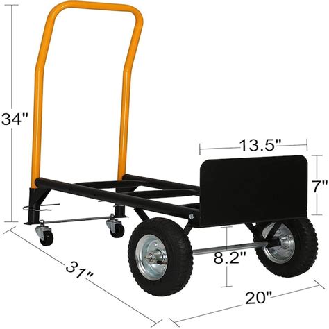 Wrightmaster Convertible Steel Hand Truck Dolly With 8 Inch Solid