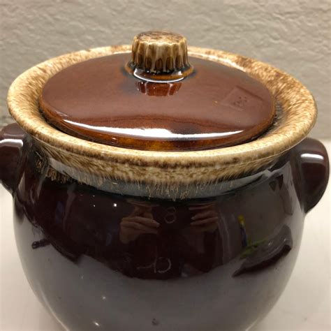 Vintage Hull Oven Proof Bean Pot Drip Glazed Collectible Pottery Etsy