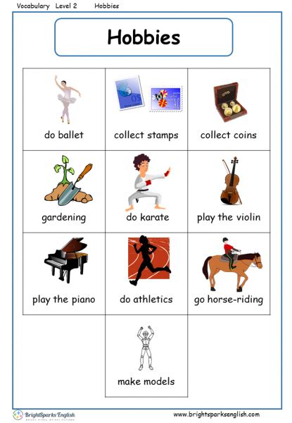 Hobbies English Vocabulary Worksheet English Treasure Trove