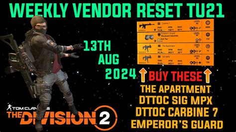 The Division 2 MUST BUYS BEST WEEKLY VENDOR RESET OF TU21 SO FAR