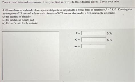 Solved A Mm Diameter Rod Made Of An Experimental Plastic Chegg