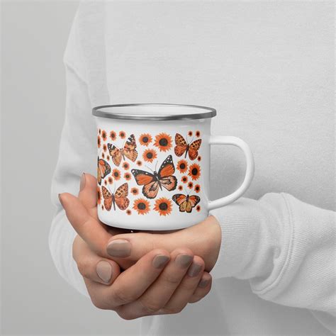 Taza Esmaltada De Mariposa Monarca Decoraci N De N Cleo De Etsy Espa A