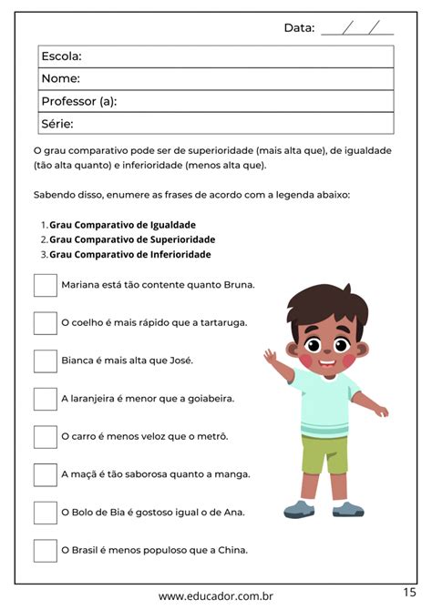 Atividade sobre Adjetivos gabarito 6º ano