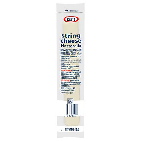 Kraft String Cheese Part Skim Mozzarella Low Moisture 1 Oz String Curds And Snack Cheeses