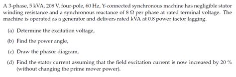 Solved A 3 Phase 5 Kva 208 V Four Pole 60 Hz