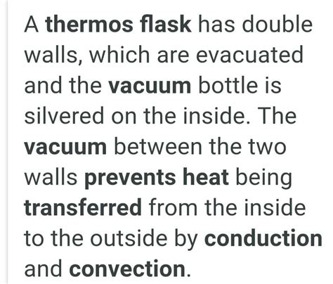 How Does A Thermos Flask Prevent Transfer Of Heat By Conduction