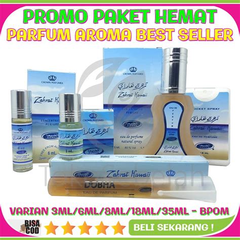 Jual PROMO PAKET HEMAT PARFUM AROMA BEST SELLER ZAHRAT HAWAI 5PCS BPOM