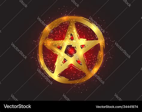 Gold Pentagram Occult Symbol Wicca Sigil Pentacle Vector Image