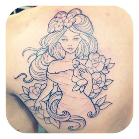 Art Nouveau Lady With Roses Tattoo By Ally Riley At Dangerzone Tattoo