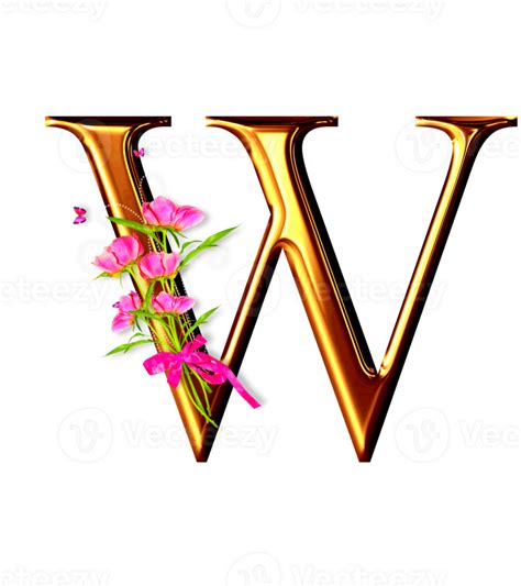 Golden Floral Alphabet Png