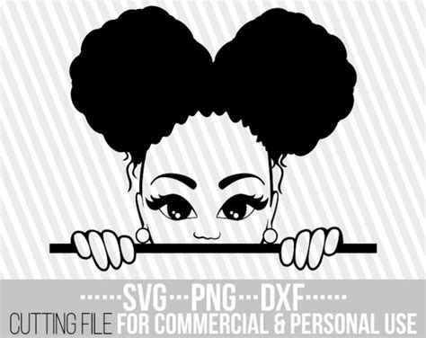 Peeking Girl With Afro Puffs Svg Melanin Svg Black Woman Etsy