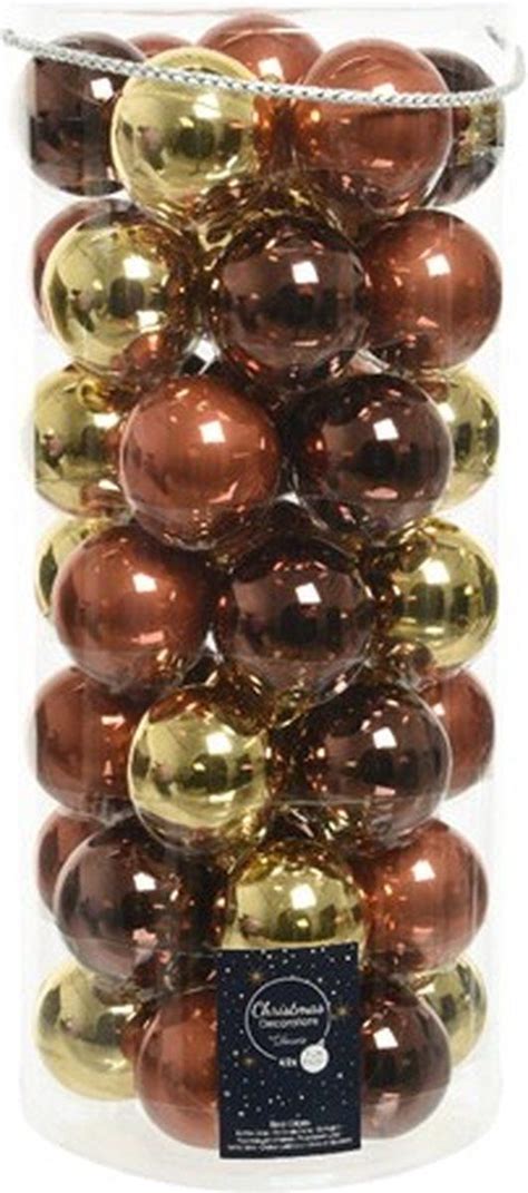 Decoris Kerstballen Tube Cm Mix Stuks Glans En Mat Bruin En