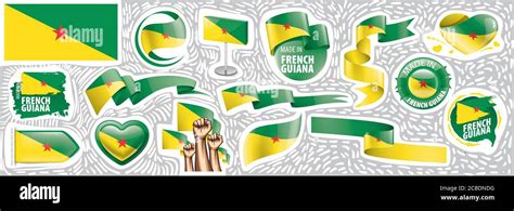 Vector Set Of The National Flag Of French Guiana In Various Creative