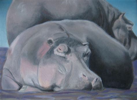 Hippo Painting Hippo Oil On Canvas Hippo Art Hippo Wall Art African