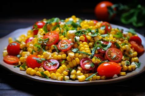 Premium Ai Image Cilantro Tomato Corn Salad