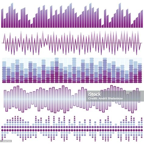 Set Vektor Gelombang Suara Ungu Equalizer Audio Gelombang Suara Audio