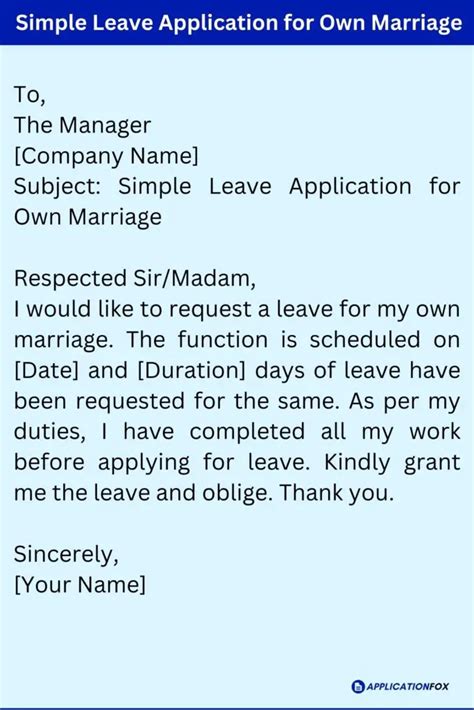 (9+ Samples) Leave Application for Own Marriage