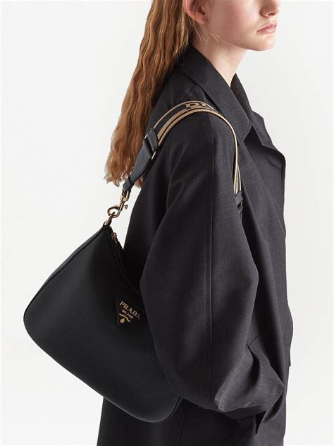 Prada Triangle Logo Shoulder Bag Black Farfetch Uk