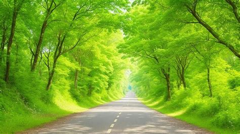 Premium Ai Image The Beautiful Road Is Surrounded By Greenery