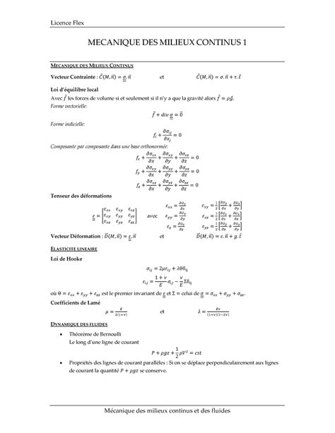 Formulaire Mmc Nkk Licence Flex M Canique Des Milieux Continus Et