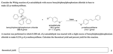 Solved Consider The Wittig Reaction Of P Anisaldehyde With Chegg