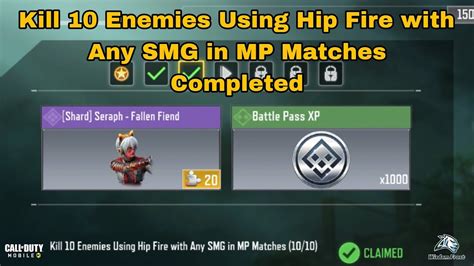 Kill Enemies Using Hip Fire With Any Smg In Mp Matches Cod Mobile