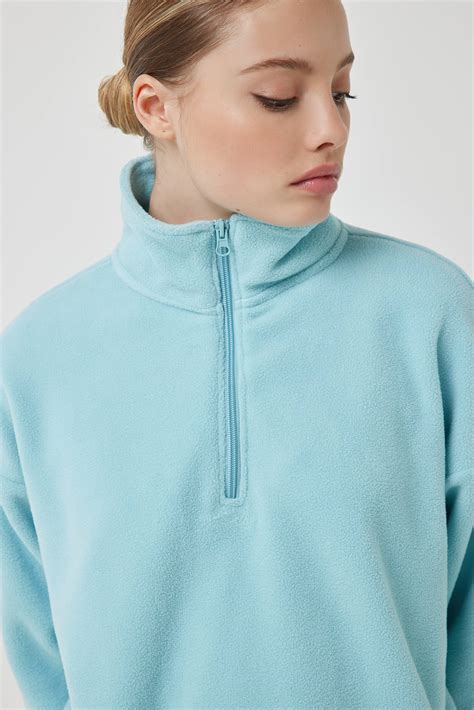 Oversized Polar Fleece Half Zip Sweatshirt Ardene